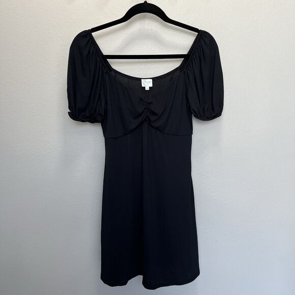 Blue Rein x Francesca’s | Black V-Neck Puff Sleeve Mini Dress Small NWT Soft - Picture 2 of 6
